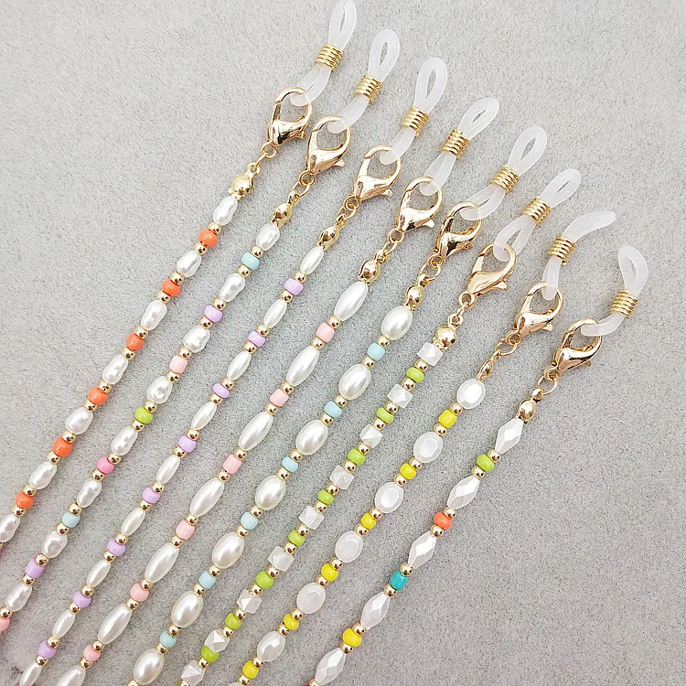 

Custom Wholesale Beaded Glasses Chain Masking Chain Holder Multi Colors Pearl Facemask Eye Glass Chain, Picture