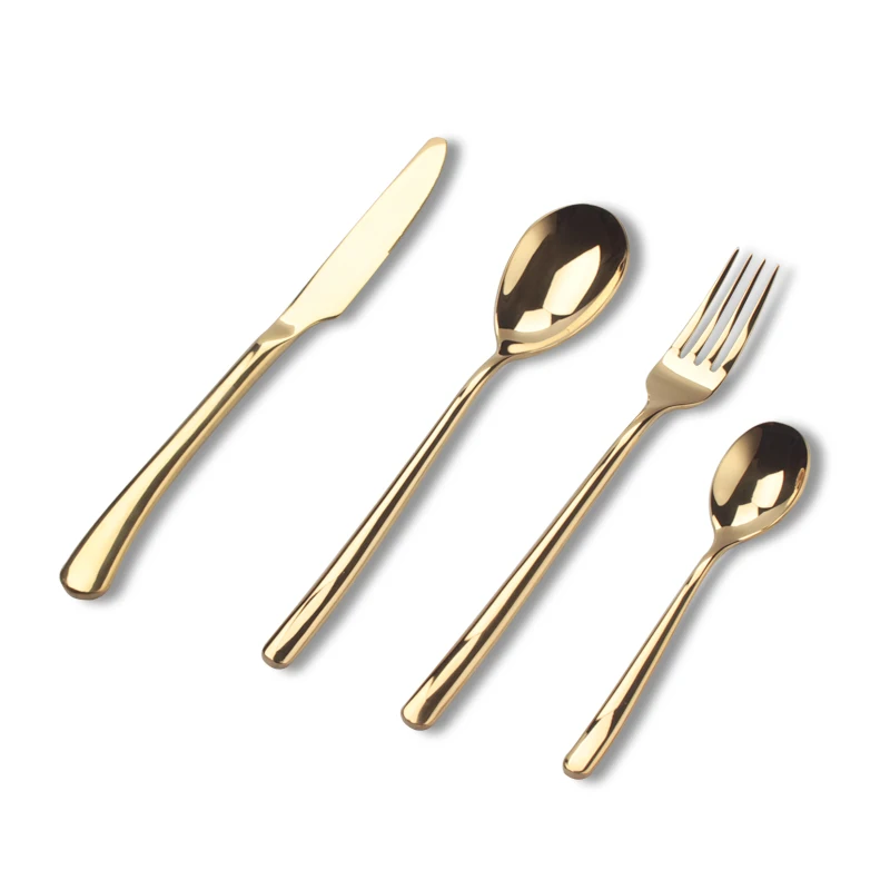 

Luxury Wedding Dinnerware Set Stainless Steel Silverware Golden Knife Fork Spoon Flateware Set