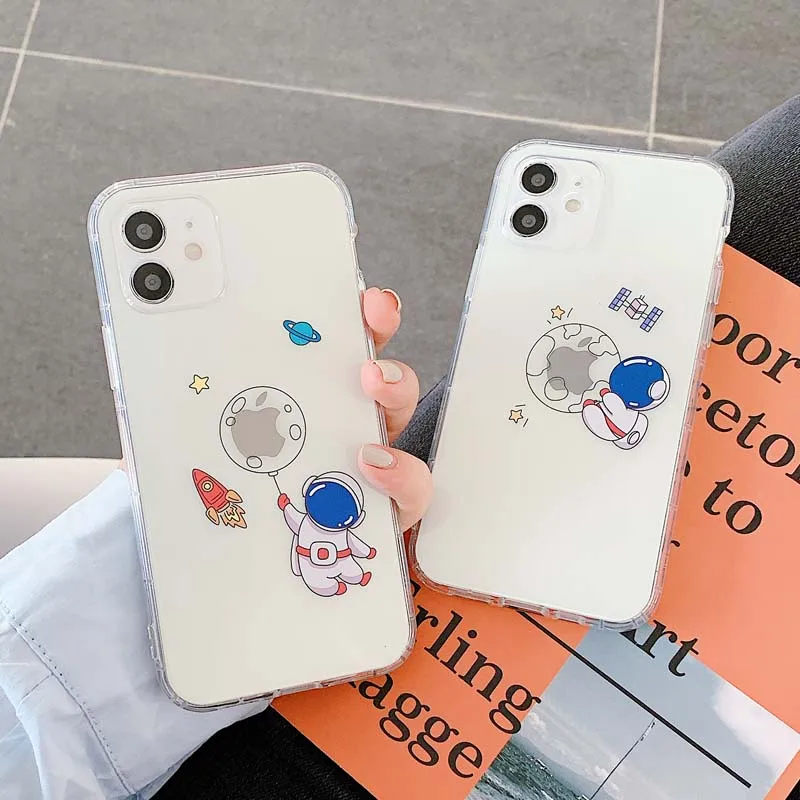 

air pressure shell transparent astronaut planet phone cover for iPhone 12 pro max