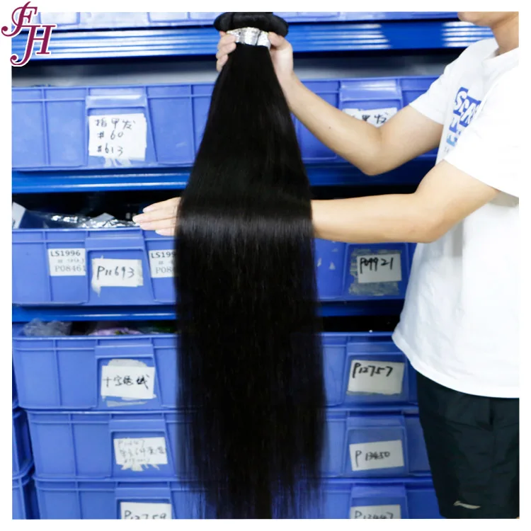 

FH Free Sample Human Hair Extension Unprocessed Donor Natural Hair Raw Indian Human Hair Straight Silky Bundle