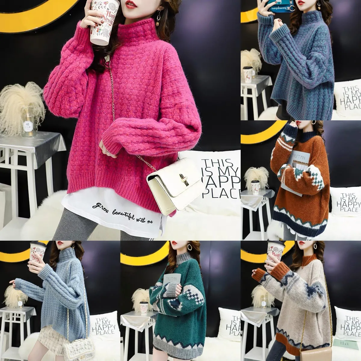 

In 2021, women's fashion knitted sweaters, jump-heads, miscellaneous Korean version of loose large size women's wholesale