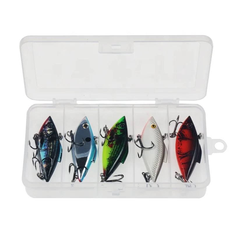 

5pcs wholesale cheap 60mm12g artificial fishing lure tackle kit pesca vib fishing lure set, 6colors