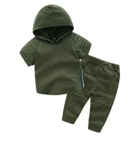 

hb10569a 2020 summer and spring children's hooded short-sleeved sweater set