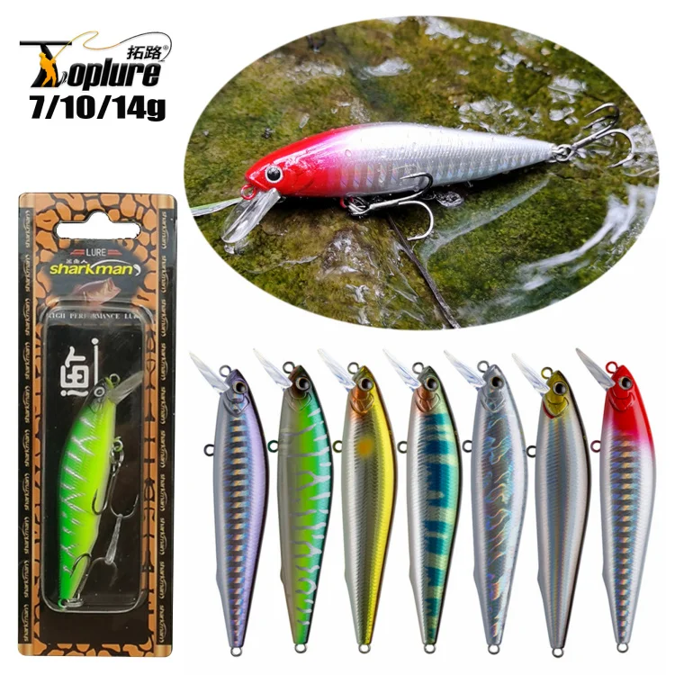 

TOPLURE 7g 10g 14g Slow Sinking Minnow Hard Lure Fishing Lures 3D Eye Peche Artificial Bait for Freshwater and Salty Water