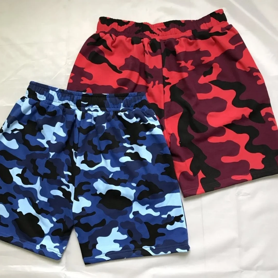 

Wholesale custom cheap summer men cotton camouflage casual beach pants five points board shorts, Custom color
