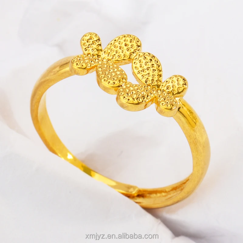 

Cross-Border Source Of Foreign Trade Open Ring Women's Gold-Plated Brushed Ring Two Butterfly Rings Factory Wholesale