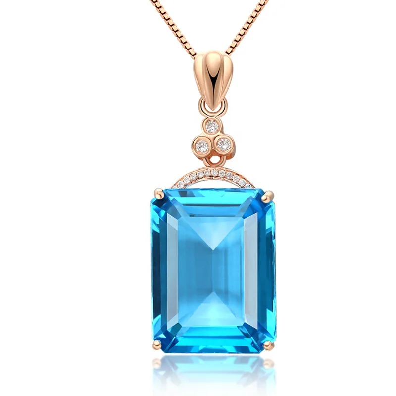 

Blue Crystal Chokers Pendant Necklace Rose Gold Color for Women Girls Wedding Jewelry Wholesale Gift
