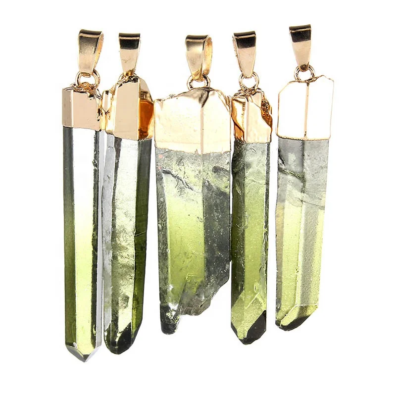 

Wholesale Clear Green Crystal Pendant Natural Gem Healing Point Reiki Charm Bulk for Jewelry Making