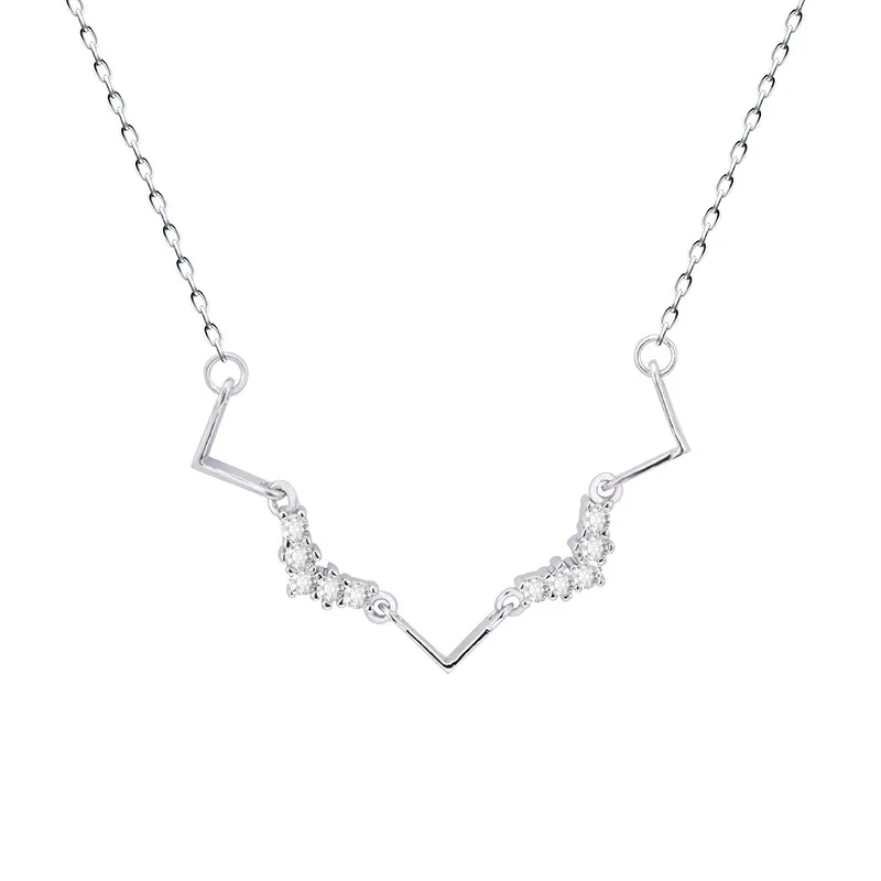 

ENSHIR Fashion Zircon Wave Pendant Necklace Jewelry For Women Letter V Necklace Wholesale