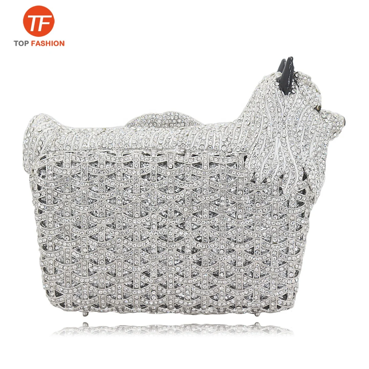 

Luxury Basket Dog Crystal Rhinestone Party Hardcase Clutch Evening Bag from Factory, ( accept customized )
