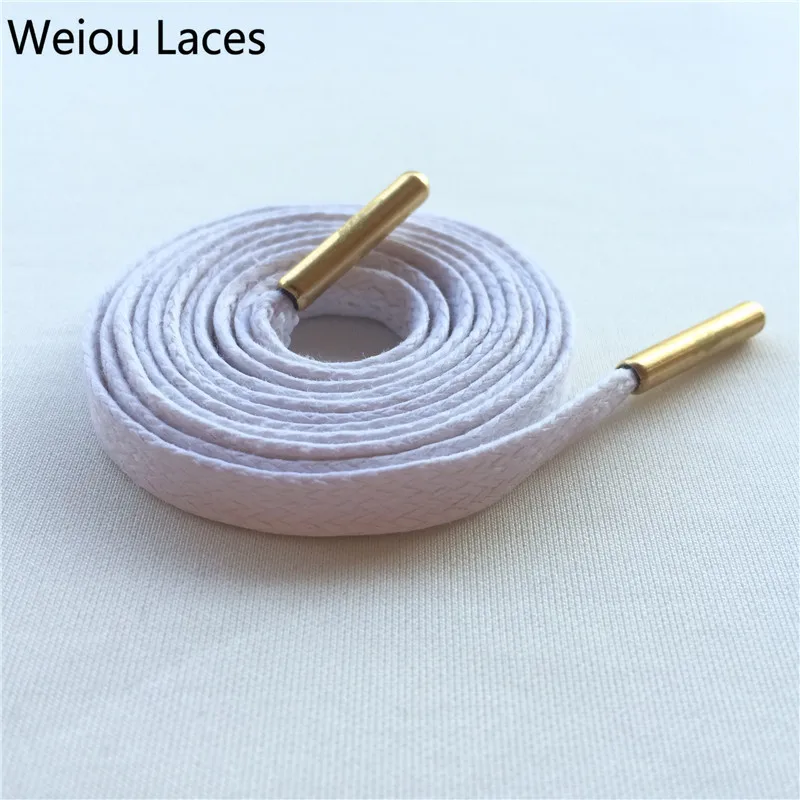 

Weiou Flat White Waxed Shoe laces Wax With Metal Aglet leather Shoe strings With metallic gold tips for Clothing Accessories, Any colors supported,support pantone color