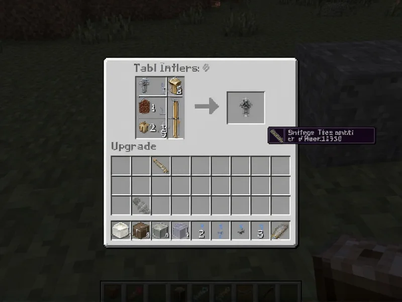 Minecraft smithing table interface showing upgrade process