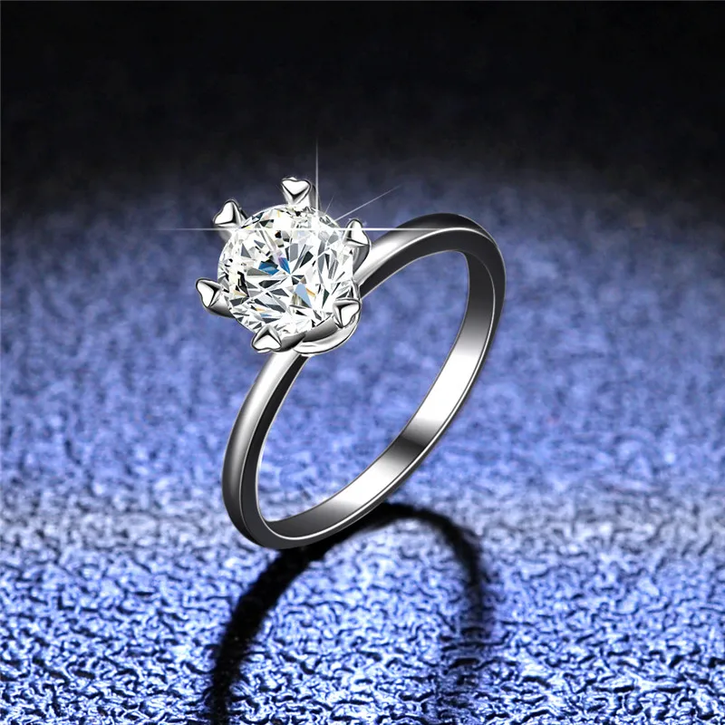 

Silver 925 Original 1 Carat D Color Diamond Test Past Moissanite Ring Brilliant Cut Sparkling Gemstone Heart Claw Ring for Women