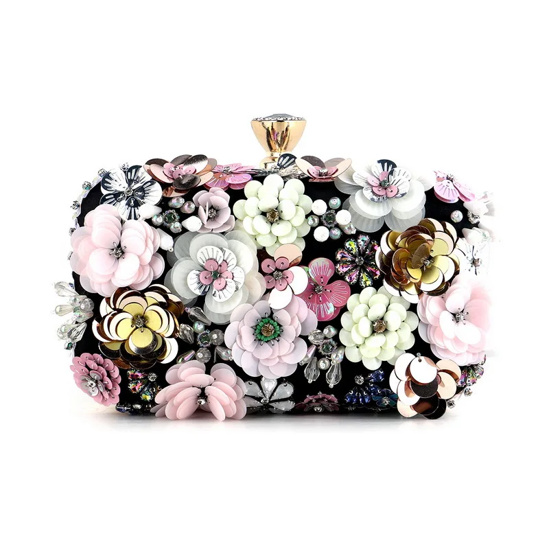 

Flower Evening Bag Ladies European and American Banquet Clutch Evening Bag side purse, Yellow