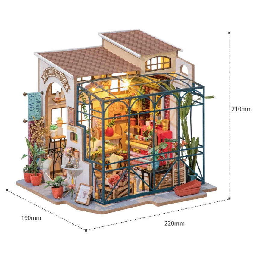 

Robotime Rolife US Warehouse Diy Miniature House Kit DG145 Emily's Flower Shop 3D Wooden Handmade Puzzle