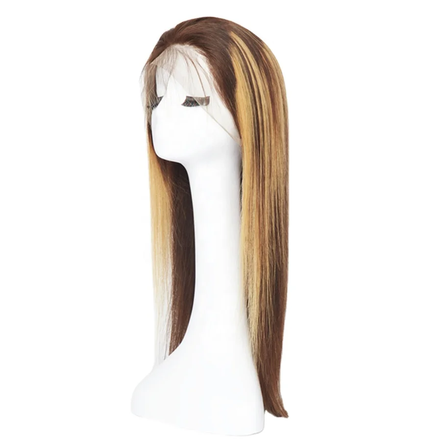 

2021 12inches 100% Human Hair Honey Brown Highlight Wig