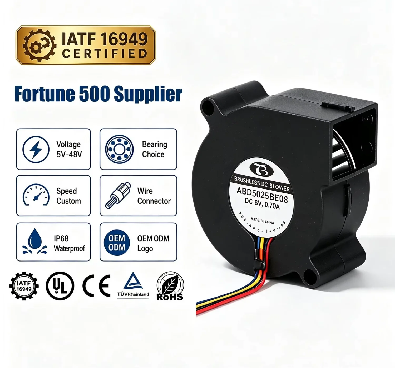 Axial Blower, 5025, 50x50x25mm, 12v, Brushless - detail 4