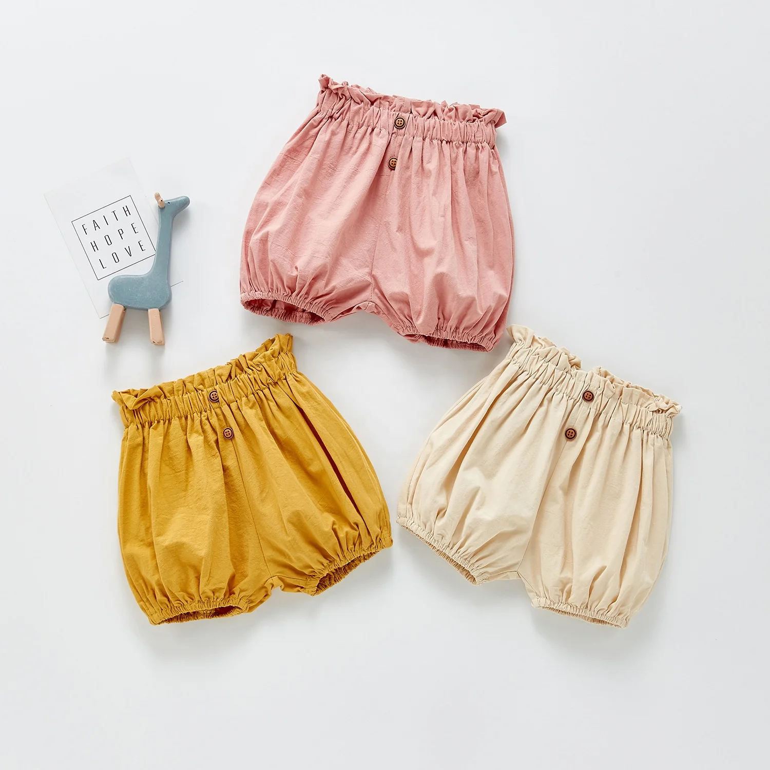

ZHBB Australia US Newborn Shorts Summer Infant Elastic Organic Cotton Front Buttons Baby Girls Short