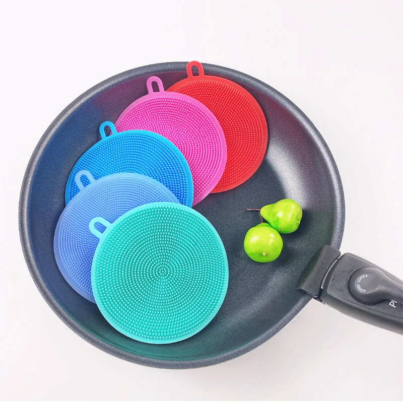 

Popular Multi-use Food Grade Reusable Dishwashing Brush Kitchen Scrubber Dish Washing Cleaning Silicone Sponge, Customized