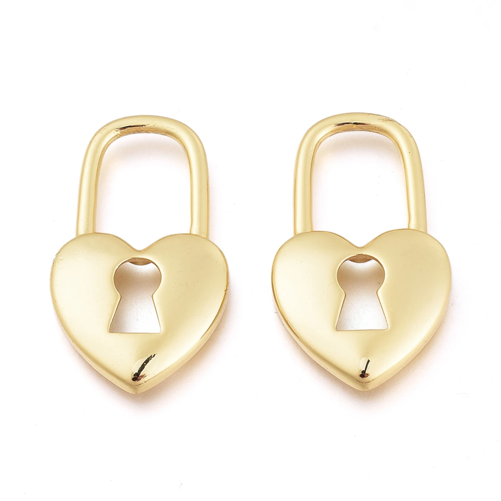 

Pandahall Real 18K Gold Plated Heart Lock Brass Pendants