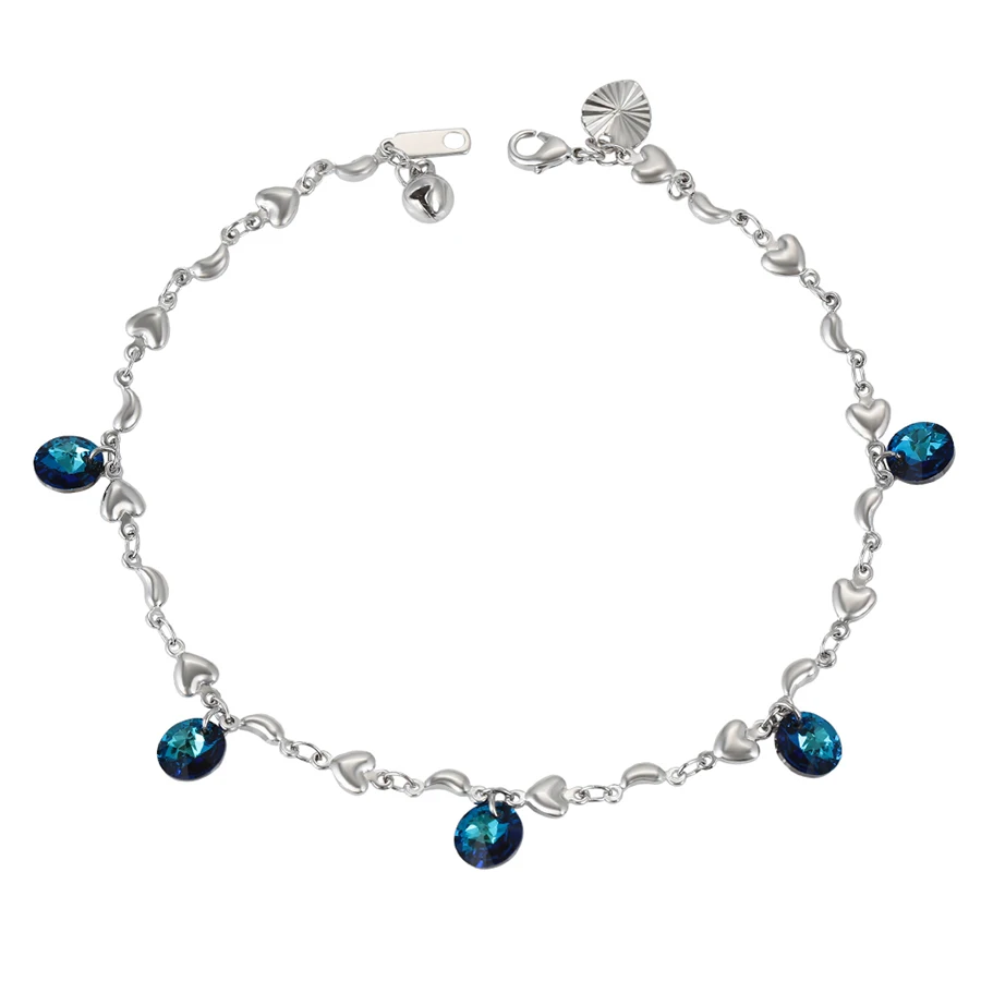 76615 xuping elegant colored bead shape pendant anklets,women's daily accessories lucky bell anklets,crystals from Swarovski