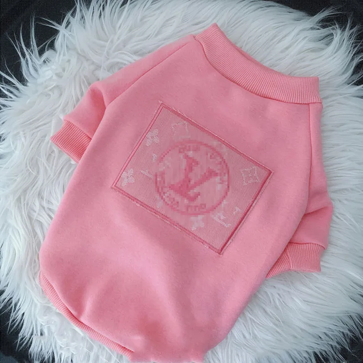 

Pink Embroidered Dog pullover dog sweater fleece dog coat shirt for schnauzer