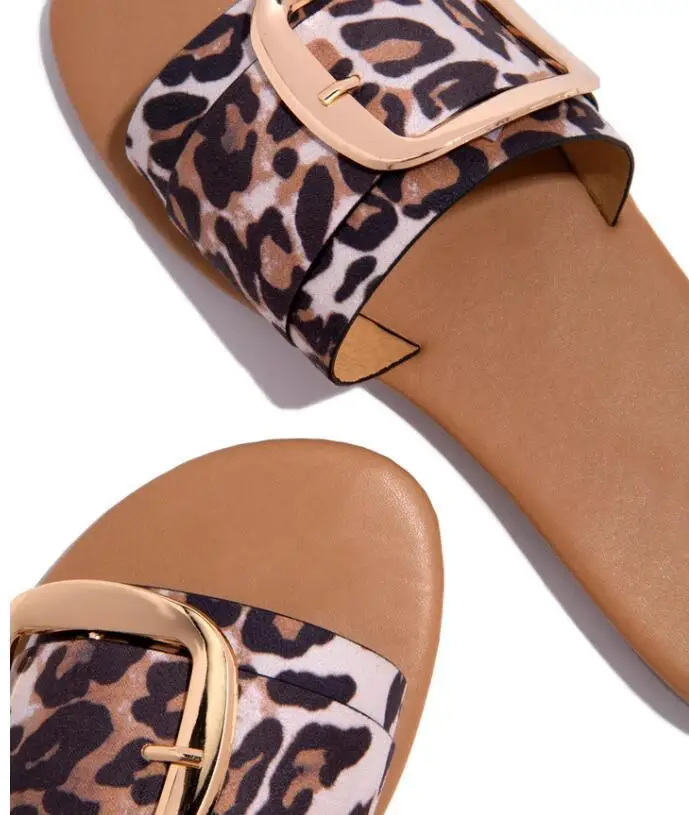 Summer Women Animal Print Sandals Personalized Cork Leopard Print Women