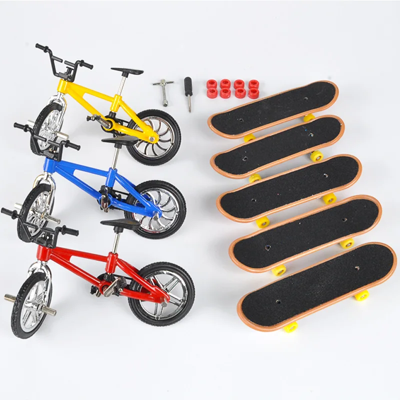Set De Mini Skateboard Et Vélo à Doigts - Fingerboard Et Fingerbike - Cadeau Créatif Pour Skateurs