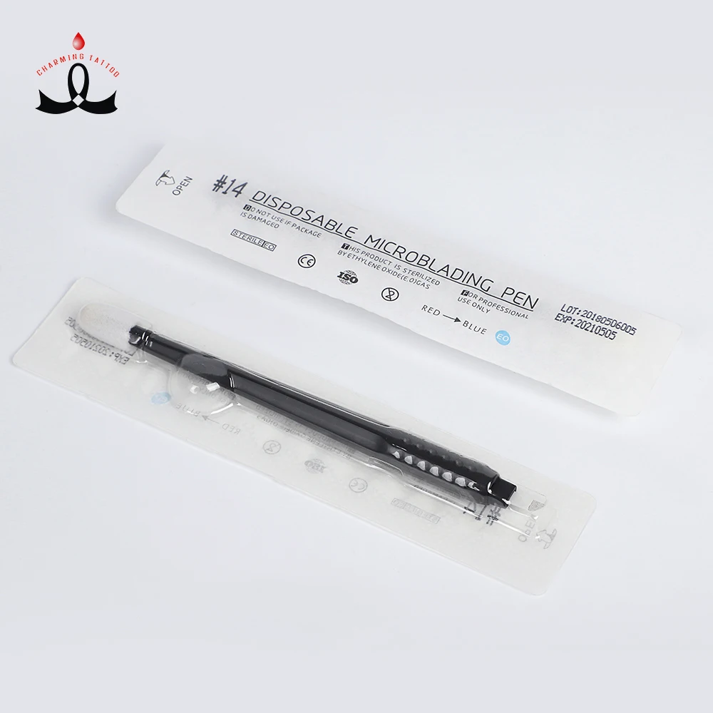 

PMU Manual tattoo embroidery pen tattoo Black 18U Disposable Microblading Pen With Brush Head For Brows Microblading