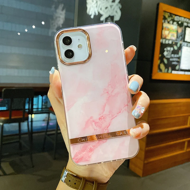 

Brand new luxury electroplating IMD marble design shockproof transparent soft TPU mobile phone case for iPhone 13 12 11 Pro Max