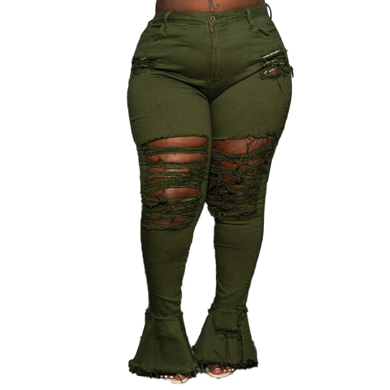 

flare jeans pants plus size distress jeans plus size women clothing jeans