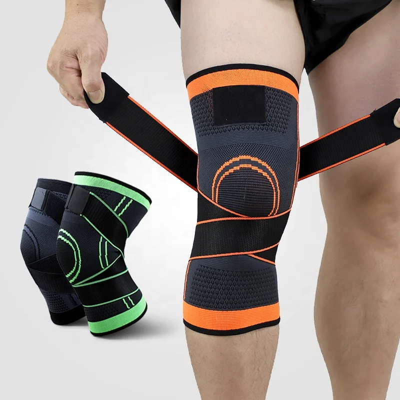 

Manufacturer Custom Adjustable elbow knee pads/knee brace compression sleeve pair knee support /power knee knee joint support, Black, green