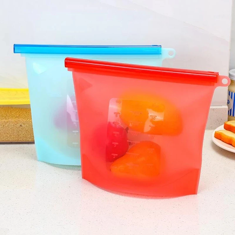 

4 piece Silicone Food Bag Sealed Silicone Storage Container Reusable Snack Packaging Bag, Transparent