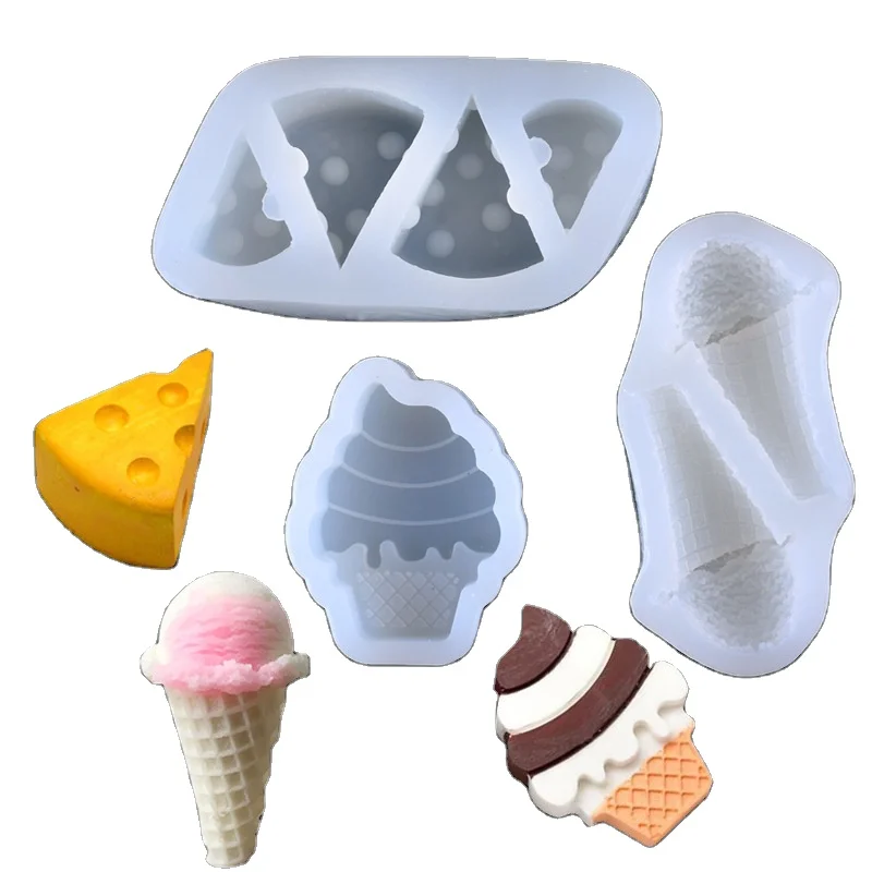 

3 kinds epoxy resin diy silicon rubber molds making sandwich silicone ice cream cone mold, As picture
