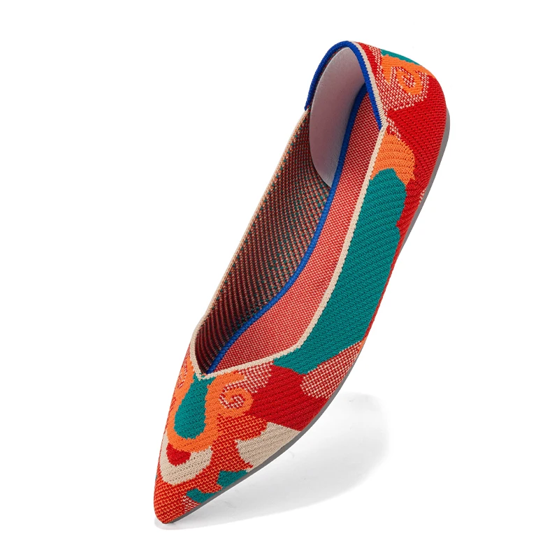 

super soft Pointed toe single shoes knitted women's flat shoes, Picture
