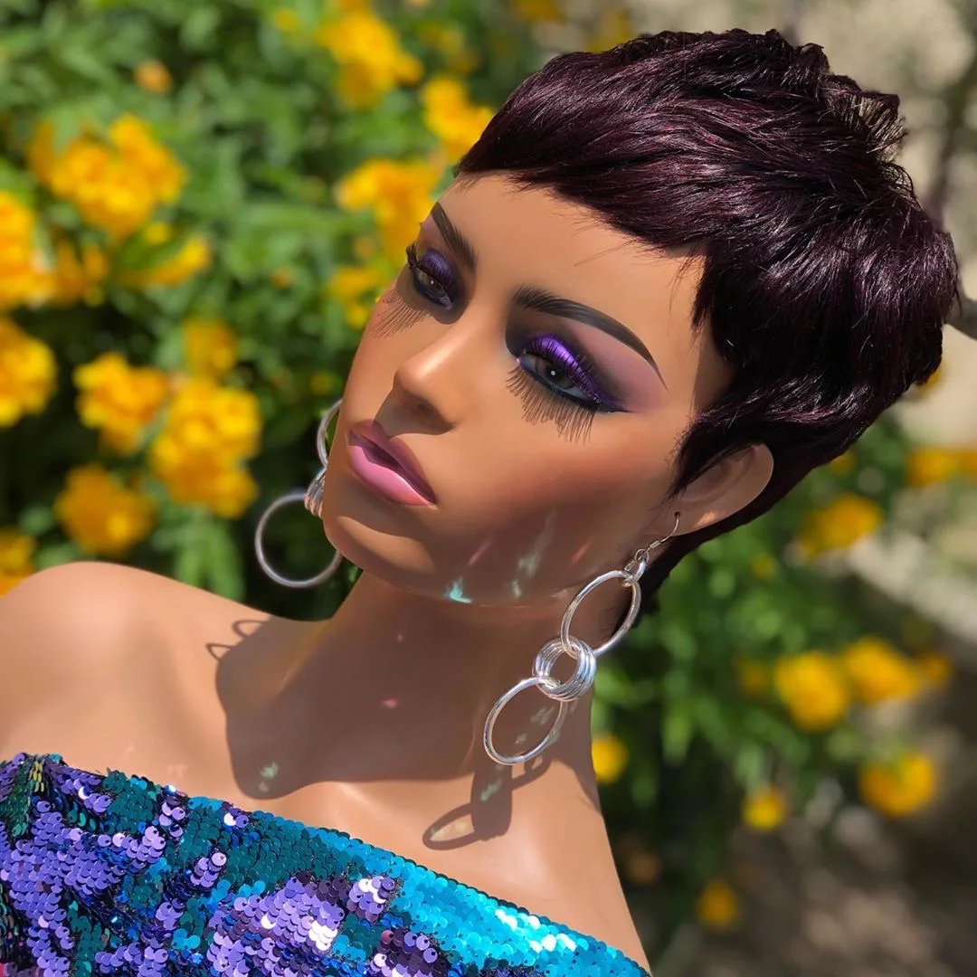 

Blonde Pixie Cut Short Full Lace Wig Brazilian Hair Lace Front Wig For Black Women