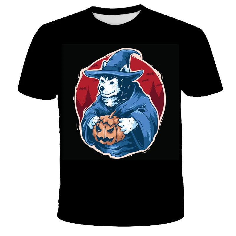 

Wholesale custom Halloween 3D printed Sublimated Round face T-shirts
