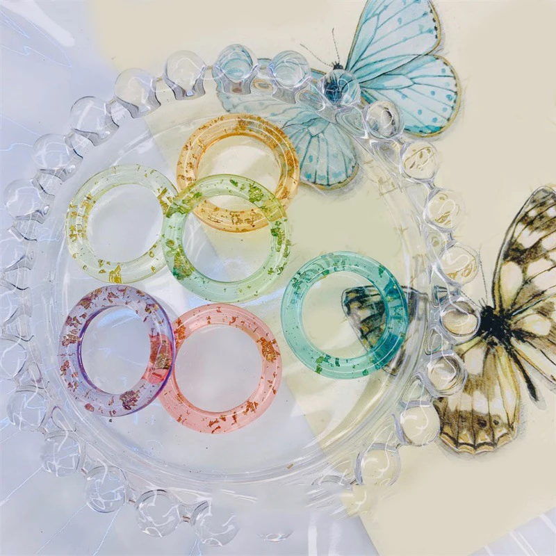 

JUHU 2021 INS Fashion Acrylic ring for womens clear colorful Resin Ring Jewelry Wholesale transparency candy color ring resin