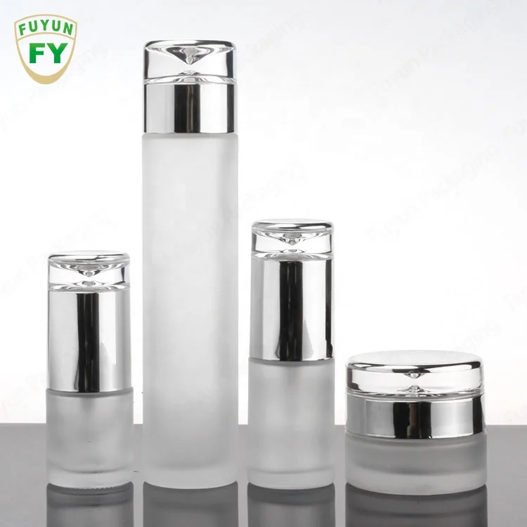 

Fuyun Drip Series Frosted Glass Cosmetic Packaging Face Cream Jars Glass Toner Bottle Frosted Spray Pump Bottle with Silver Lid