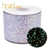 HSDRibbon 75mm 3 inch Glow In The Dark Purple Noctilucent Glitter Chunky Glitter leather Ribbon