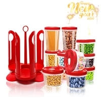 

PP Food Storage Container Set with Difference Shape and Rotating Rack Food Container