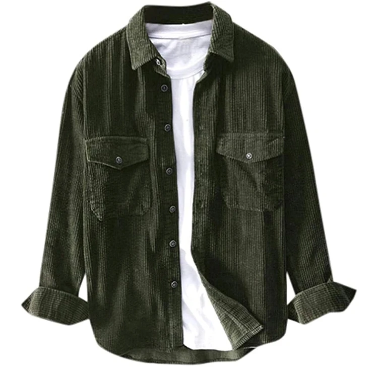 

Retro Corduroy Long Sleeve Lapel Loose Casual Men's Shirt Jacket
