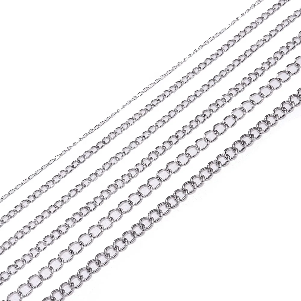 

5m/Lot 1.2 2.2 2.4 3.0 4.0 mm Stainless Steel Bulk Jewellery Chain For DIY Jewelry Making Necklace Earring Findings Accessories