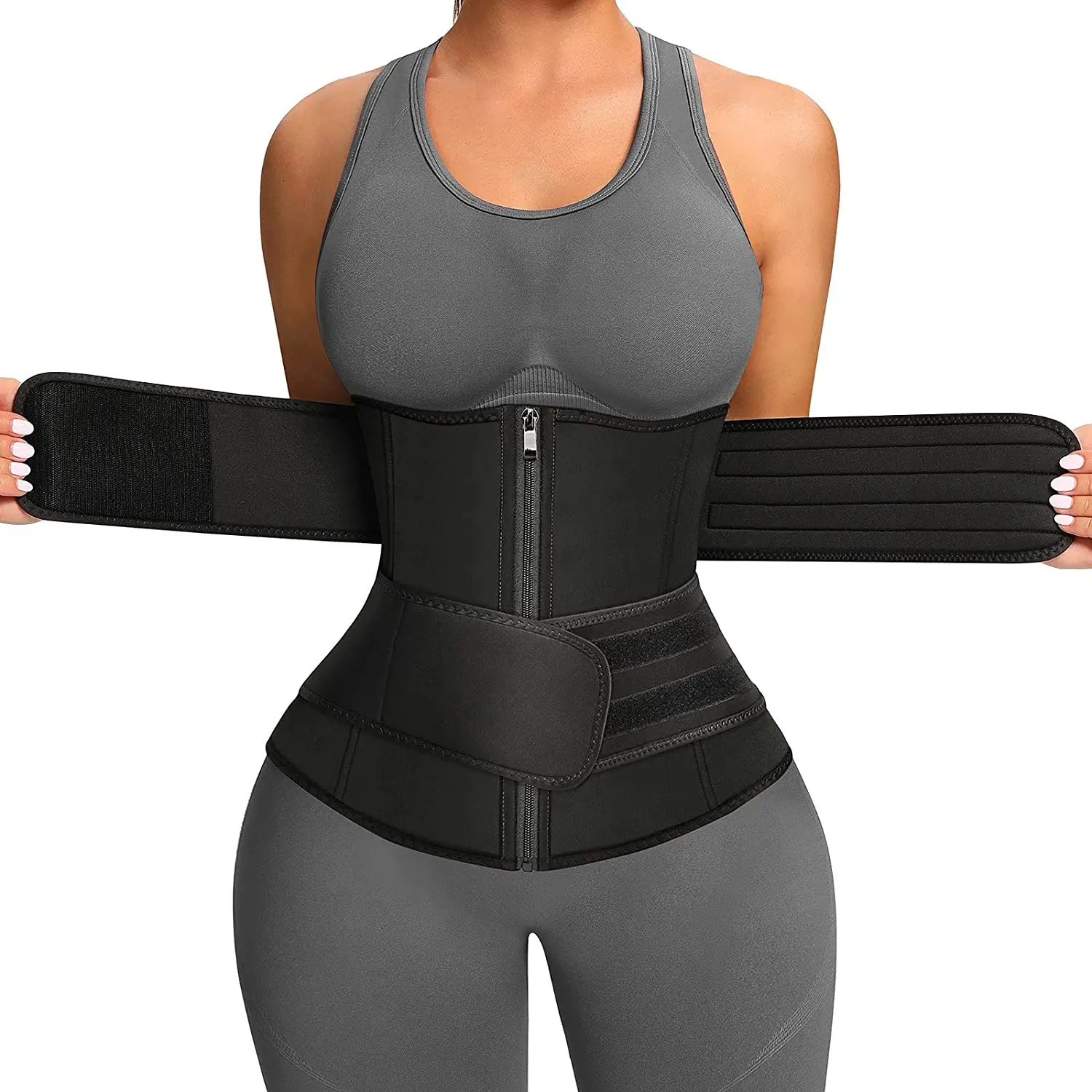 

Tummy Control Body Shaper Weight Loss Belly Corset Sauna Slim Belt Two Belts Support Back Waist Trainers, 3 colors