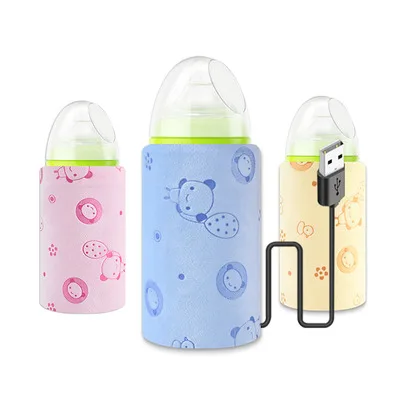 

USB Milk Water Warmer Travel Stroller Insulated Bag Baby Nursing Bottle Heater, Blue,pink & yellow