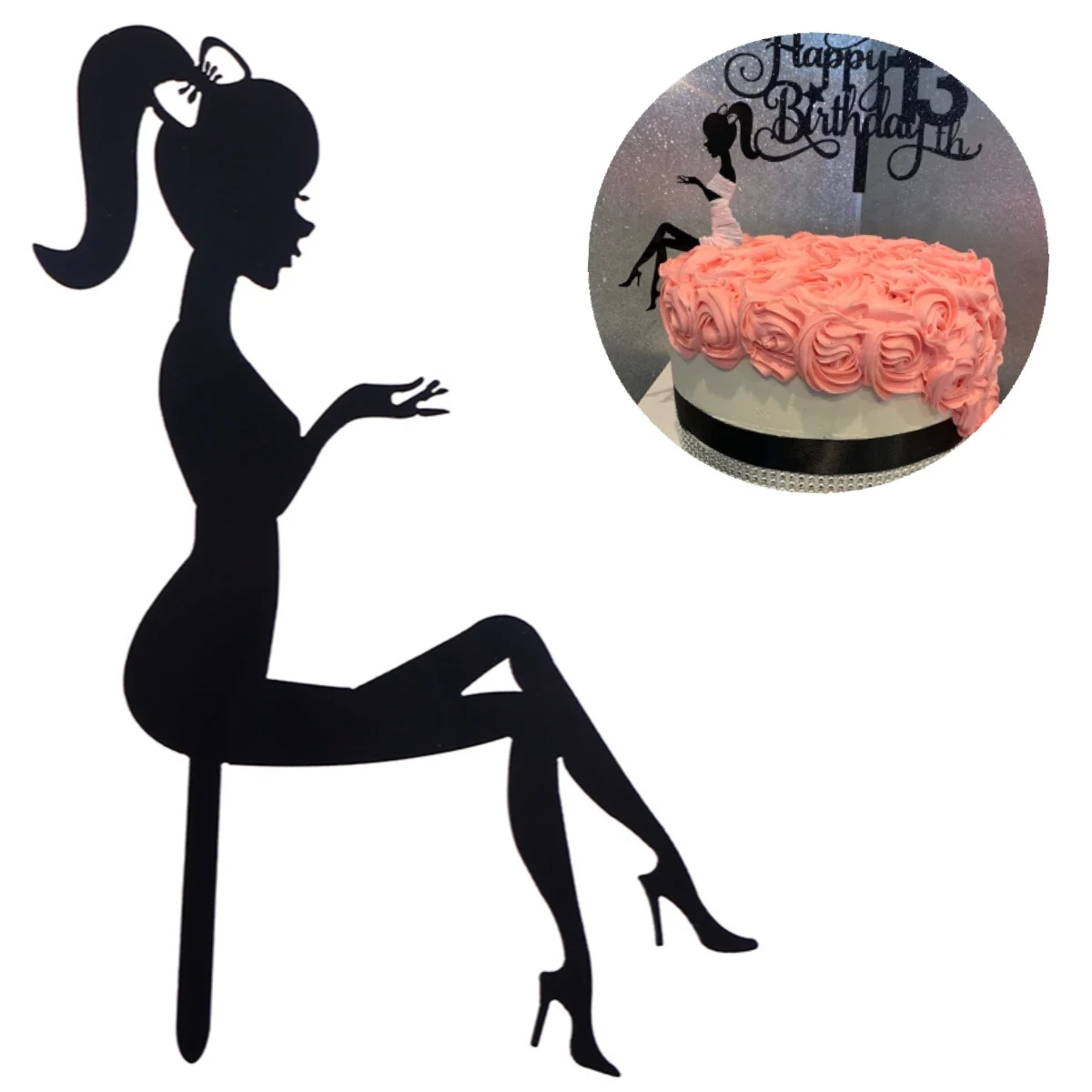 

Lixsun Acrylic Amazon Hot selling High-heeled Lady Girl Acrylic Cake Topper Cake Decoration