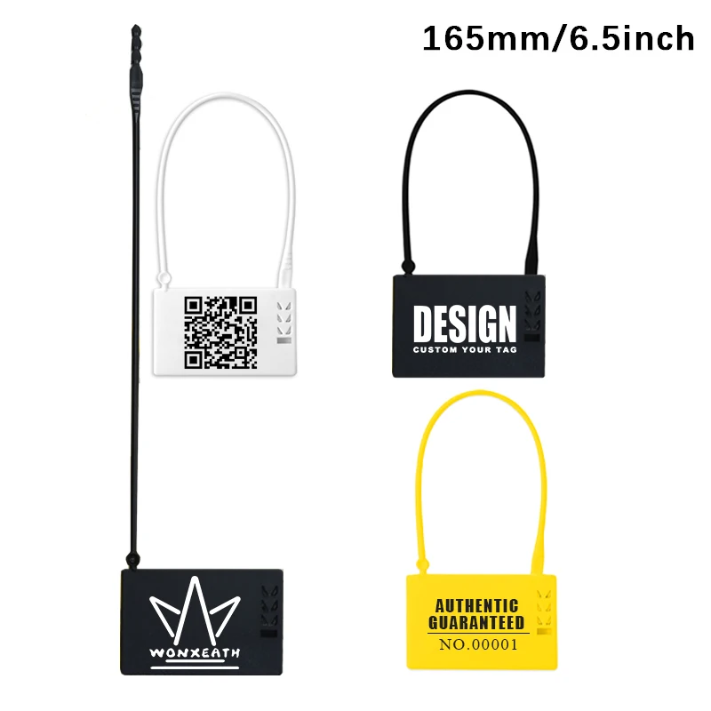 

100Pcs Custom Hang Tags Disposable Plastic Garment Security Clothing Brand Logo Label Tag for Clothes Shoes Bags Gift, White/black/yellow
