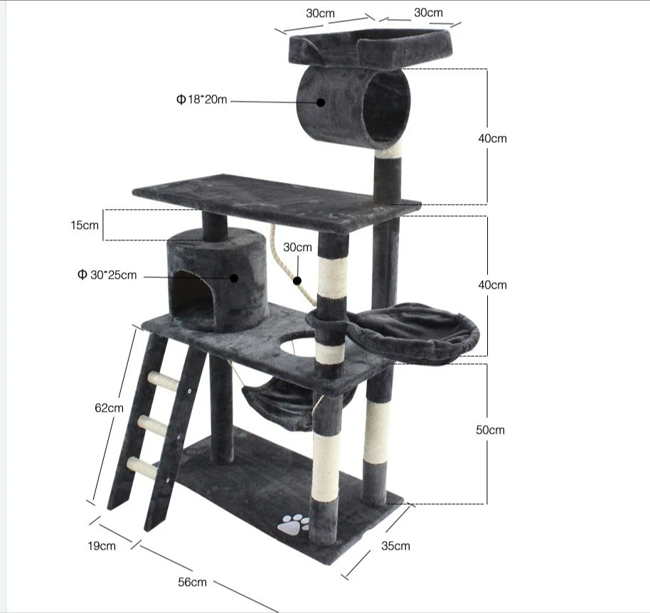 

Wholesale large wooden scraper tower cat tree house, Dark gray