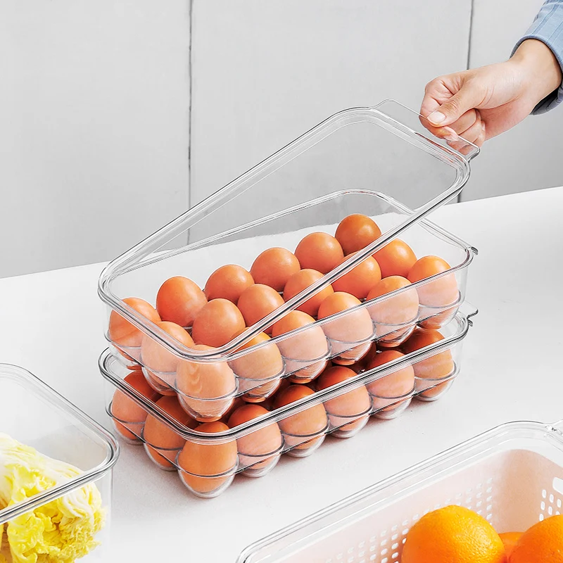 

Kitchen Plastic drawer containers food egg holder lid Fresh-keeping refrigerator fridge organizer container set egg storage box