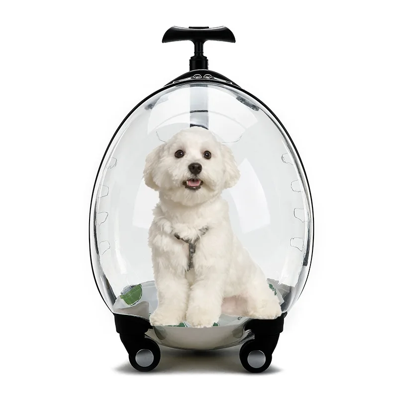 

Transparent Capsule Pet Trolley Dogs Cat Carriers Bag with Trolley Wheel, Customized color